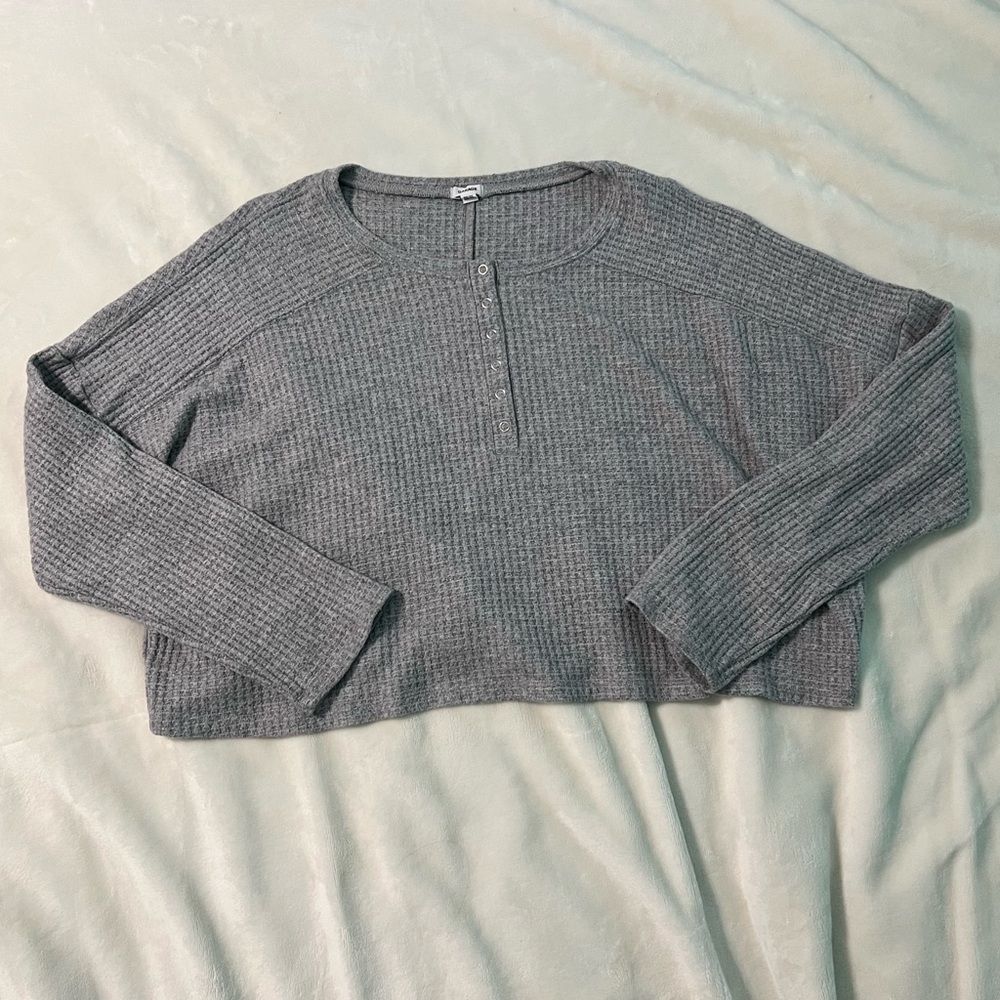 Garage Heather Gray Waffle Knit Top